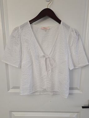 100% Cotton ONLY Open Front Tie Blouse